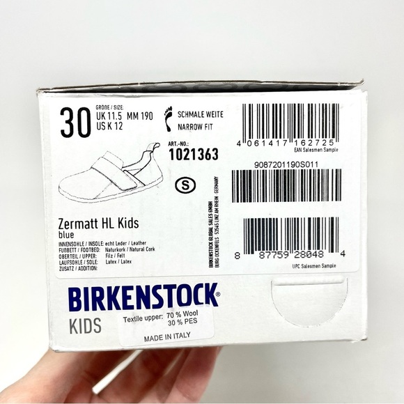 NEW Birkenstock Zermatt Blue Wool Shoes Size C12 /30 - Picture 10 of 10